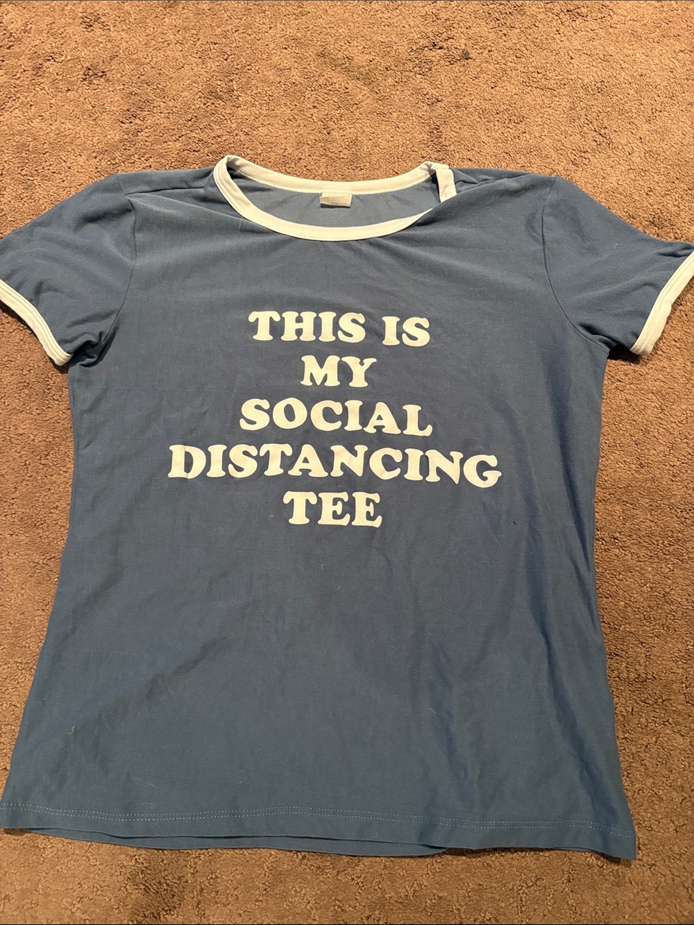 Ardene Blue Ringer Tee with White Text